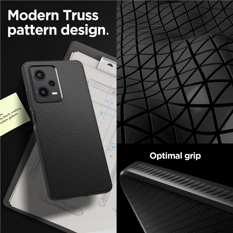 Husa Spigen Liquid Air pentru Xiaomi Redmi Note 12 Pro 5G/Poco X5 Pro 5G Negru Mat (Ingredi, ACS05788) by www.silkase.ro